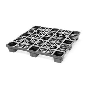 Nestable Light Duty Open Deck Pallet, Plastic, 4-Way, 43" x 43", 8800 Lb Static Capacity, Black