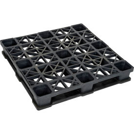 Rackable Medium Duty Open Deck Pallet, Plastic, 4-Way Entry, 43" x 43", 17600 Lb Static Capacity, Black