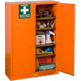 Emergency Preparedness Cabinet W/PowerPort, 65"Wx43"Dx18"H, Orange, Assembled