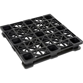 Rackable Medium Duty Open Deck Pallet, Plastic, 4-Way Entry, 45" x 45", 17600 Lb Stat Cap, Black