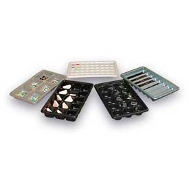 Thermoformed Plastic Parts Tray, 14-1/2" X 9" X 2", 15 Small Compartments, Black