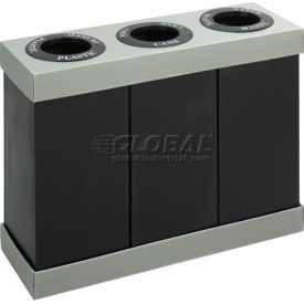 Recycling Center For Plastic/Cans/Waste, 84 Gallon, Black/Gray