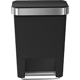 Rectangular Plastic Step Can - 12 Gallon Black