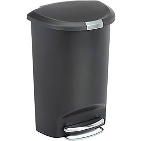 Semi Round Plastic Step Can - 13 Gallon Black