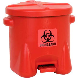 10 Gallon Safety Poly Biohazardous Waste Can, Red