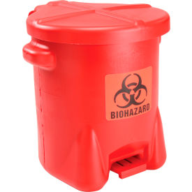 14 Gallon Safety Poly Biohazardous Waste Can, Red - 947BIO