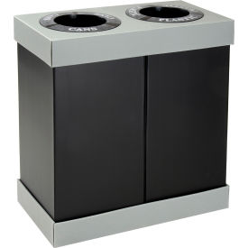 Recycling Center For Multiple Recyclables, 56 Gallon, Black/Gray