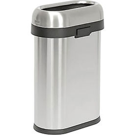 Stainless Steel Slim Oval Open Top Trash Can, 13 Gallon
