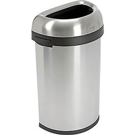 Stainless Steel Semi-Round Open Top Trash Can, 16 Gallon