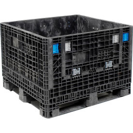 BulkPak Plastic Folding Bulk Shipping Container, 48"L x 45"W x 34"H, 1800 lb. Cap, Black