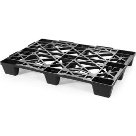 Nestable Euro Open Deck Plastic Pallet, 4-Way Entry, 47-1/4" x 31-1/2", 8800 Lb Stat Cap, Black
