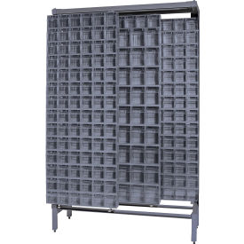 Gondola Free Standing Slider System with 303 Tip Out Bins, Gray