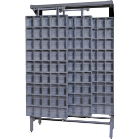 Gondola Free Standing Slider System with 180 Tip Out Bins, Gray