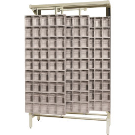 Gondola Free Standing Slider System with 180 Tip Out Bins, Ivory