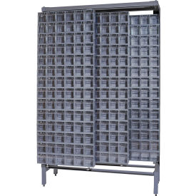 Gondola Free Standing Slider System with 336 Tip Out Bins, Gray