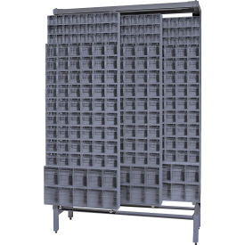Gondola Free Standing Slider System with 364 Tip Out Bins, Gray