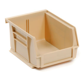 Plastic Hang & Stack Bin, 7-3/8"L x 4-1/8"W x 3"H, Beige