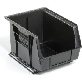 Plastic Hang & Stack Bin, 10-3/4"L x 8-1/4"W x 7"H, Black