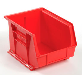 Plastic Hang & Stack Bin, 10-3/4"L x 8-1/4"W x 7"H, Red