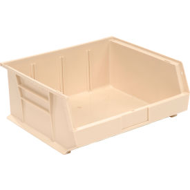 Plastic Hang & Stack Bin, 14-3/4"L x 16-3/4"W x 7"H, Beige
