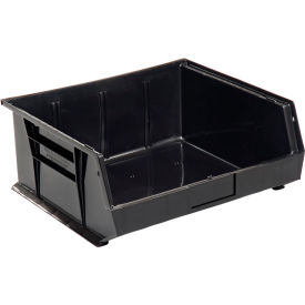 Plastic Hang & Stack Bin, 14-3/4"L x 16-3/4"W x 7"H, Black