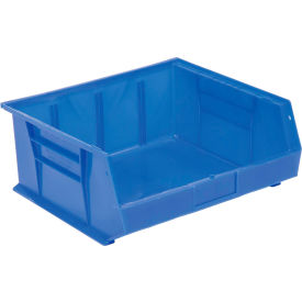 Plastic Hang & Stack Bin, 14-3/4"L x 16-3/4"W x 7"H, Blue
