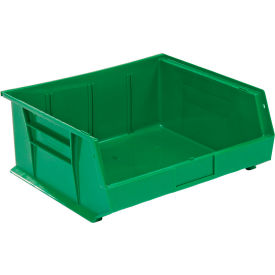 Plastic Hang & Stack Bin, 14-3/4"L x 16-3/4"W x 7"H, Green