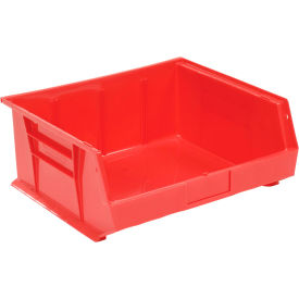 Plastic Hang & Stack Bin, 14-3/4"L x 16-3/4"W x 7"H, Red