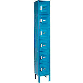6-Tier 6 Door Box Locker, 12"W x 18"D x 78"H, Blue, Assembled