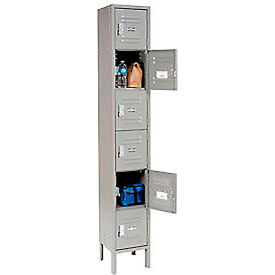 6-Tier 6 Door Box Locker, 12"W x 18"D x 78"H, Gray, Assembled