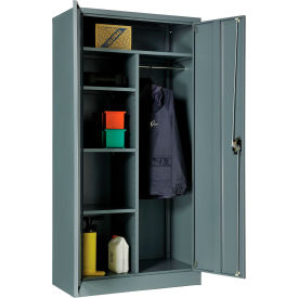 Combination Storage Cabinet, 36"W x 18"D x 72"H, Unassembled, Gray