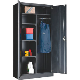 Combination Storage Cabinet, 36"W x 18"D x 72"H, Assembled, Black
