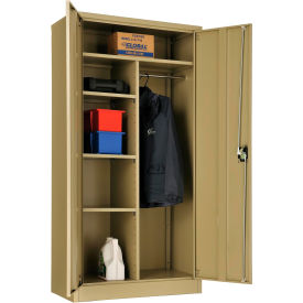 Combination Storage Cabinet, 36"W x 18"D x 72"H, Assembled, Tan