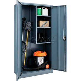 Janitorial Cabinet, 36"W x 18"D x 72"H, Unassembled, Gray