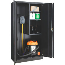 Janitorial Cabinet, 36"W x 18"D x 72"H, Assembled, Black