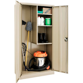 Janitorial Cabinet, 36"W x 18"D x 72"H, Assembled, Tan