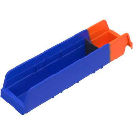 Indicator 36448BLUE Two Tone Double Hopper Shelf Bin - 4-1/8"W x 17-7/8"L x 4"H