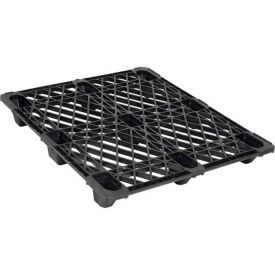 Nestable Shipping Open Deck Pallet, Plastic, 4-Way Entry, 48" x 40", 3500 Lb Static Cap, Black