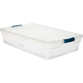 Clear Storage Tote with Lid, 29"L x 17-3/4"W x 6-1/8"H, Polyethylene