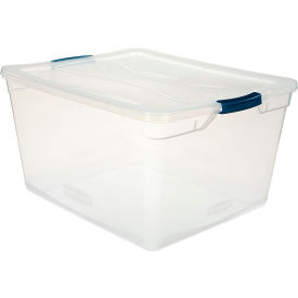 Cleverstore Latching Storage Tote with Lid, 23-1/2"Lx18-5/8"Wx12-1/4"H, Clear, Polyethylene