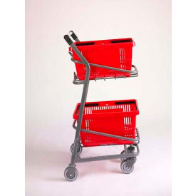 VersaCart EZcart Basket Cart for (2) 28 Liter Plastic Shopping Baskets, Black