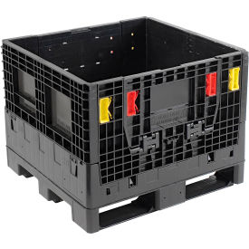 Folding Bulk Shipping Container, 32"Lx30"Wx25"H, 1800 Lb. Capacity, Black