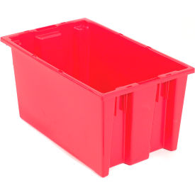 Plastic Stack & Nest Storage Container, No Lid, 19-1/2"Lx13-1/2"Wx8"H, Red