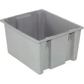 Plastic Stack & Nest Storage Container, No Lid, 29-1/2"Lx19-1/2"Wx15"H, Gray
