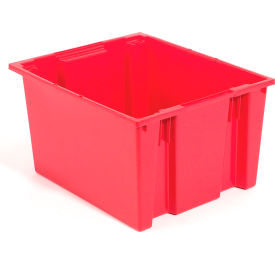 Plastic Stack & Nest Storage Container, No Lid, 29-1/2"Lx19-1/2"Wx15"H, Red
