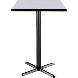 36" Square Bar Height Restaurant Table, Gray Table/Black Base