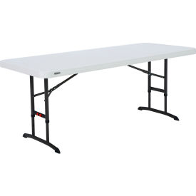 30" x 72" Almond Commercial Adjustable Height Folding Table Lifetime