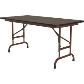 Adjustable Height Melamine Folding Table, 24" x 48", Walnut