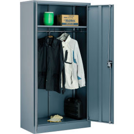 Wardrobe Cabinet, Assembled, 36"W x 18"D x 72"H, Gray