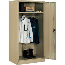 Wardrobe Cabinet, Assembled, 36"W x 24"D x 72"H, Tan